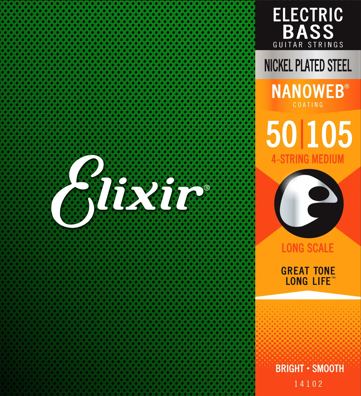 Elixir 14102 Nanoweb Bass Strings Heavy 50-105 Nickel Plated Steel