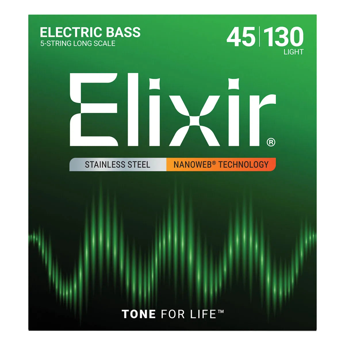 Elixir 14777 Nanoweb Bass Strings Stainless Steel Med-Light 45-130 5 String