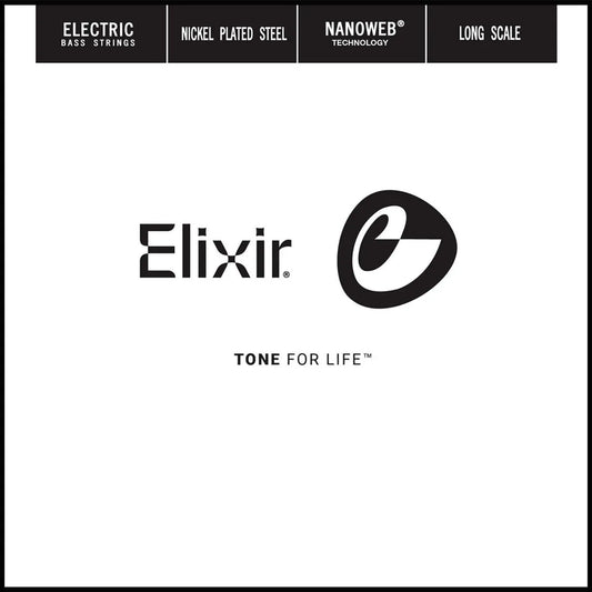 Elixir 15385 Nanoweb Nickel Plated Steel Single Bass String .085