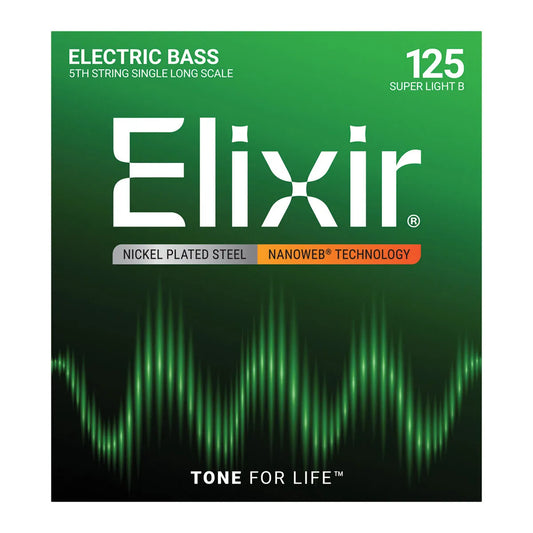 Elixir 15425 Nanoweb Single Bass Strings Super Light B .125 Nickel Plated Steel