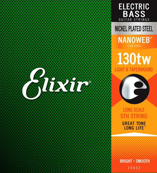 Elixir 15432 Nanoweb Single Bass String Medium B .130TW Taper Wound