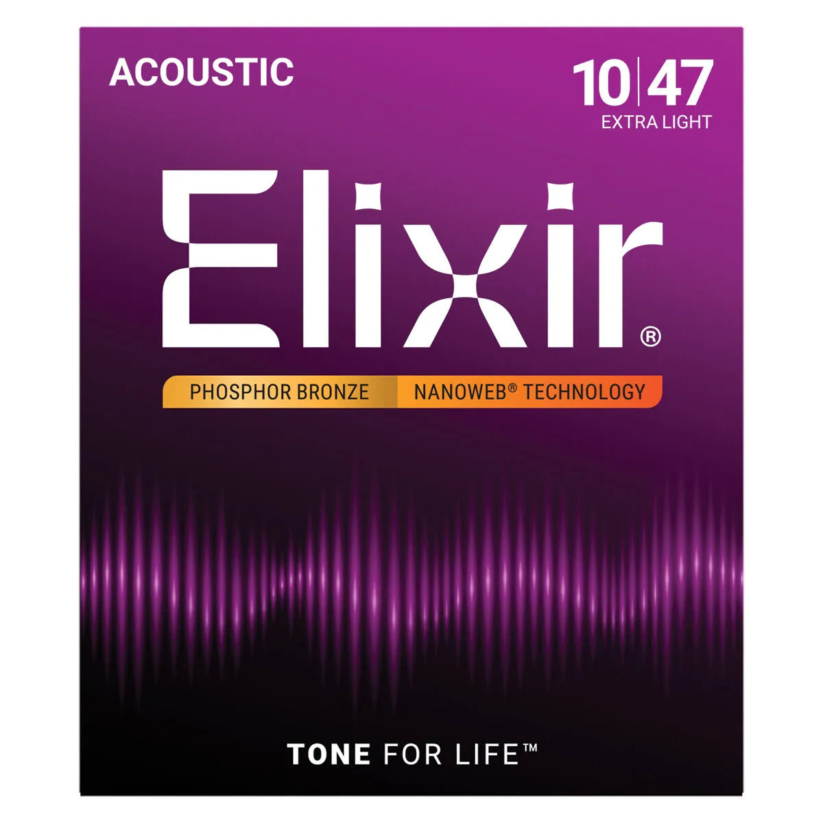 Elixir 16002 Nanoweb Phosphor Bronze Extra Light Acoustic Guitar Strings 10-47