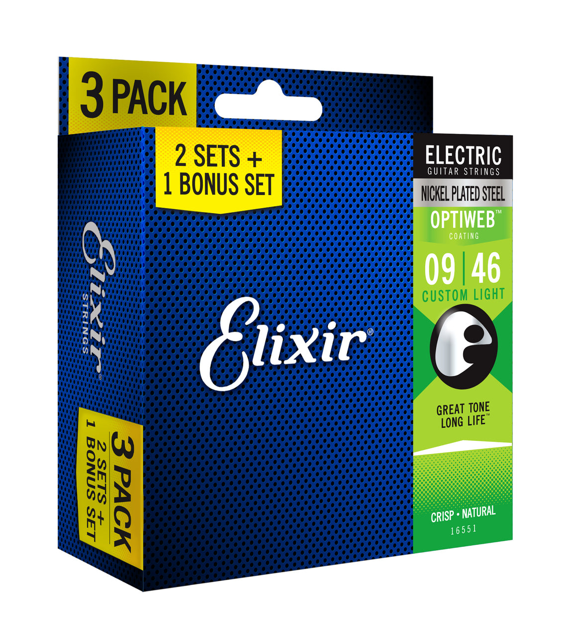 Elixir 16551 Optiweb Electric  9-46 3 Pack Custom Light — view 2