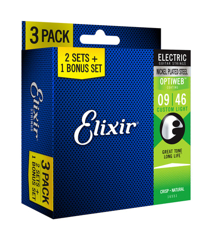 Elixir 16551 Optiweb Electric  9-46 3 Pack Custom Light — view 2
