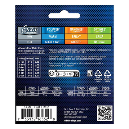 Elixir 16552 Optiweb Electric Guitar Strings 10-46 Light 3 Pack — view 2