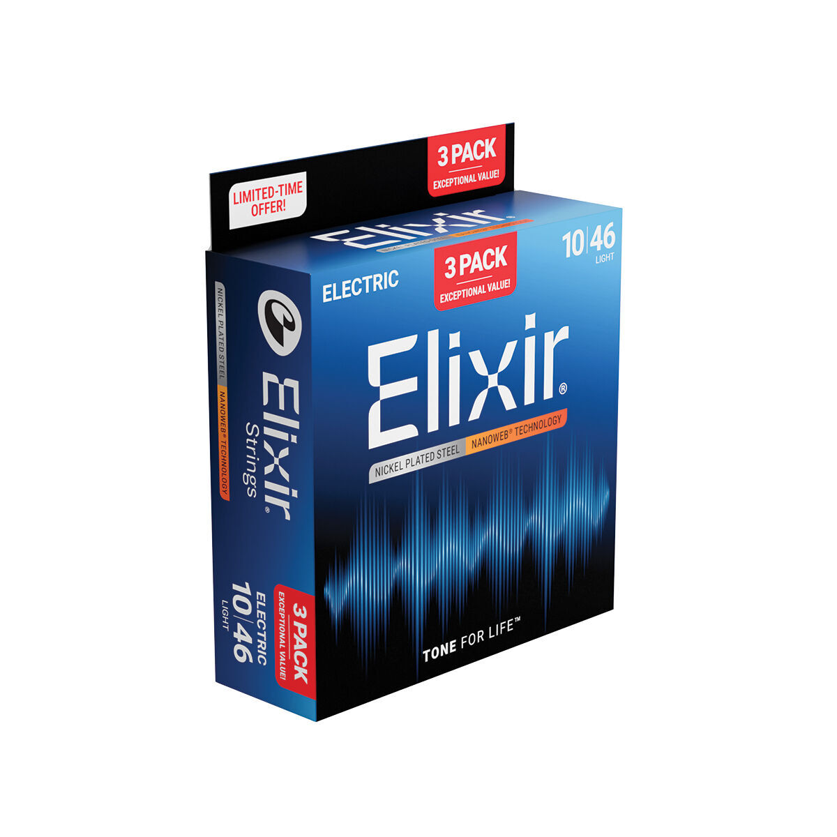 Elixir Nanoweb Electric Guitar Strings 10-46 Light 3 Pack E16567