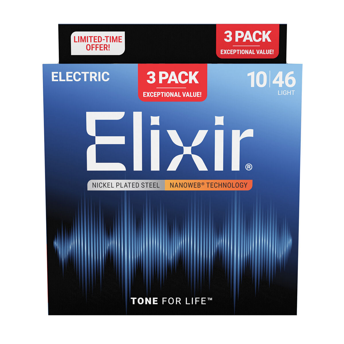 Elixir Nanoweb Electric Guitar Strings 10-46 Light 3 Pack E16567 — view 2