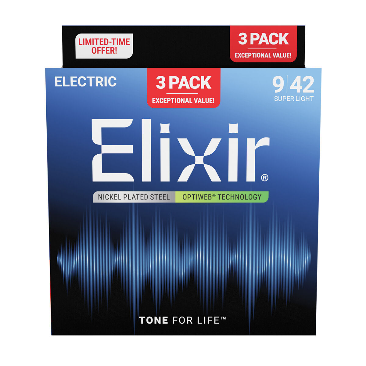 Elixir Optiweb Electric Guitar Strings 9-42 Super Light 3 Pack E16571 — view 2