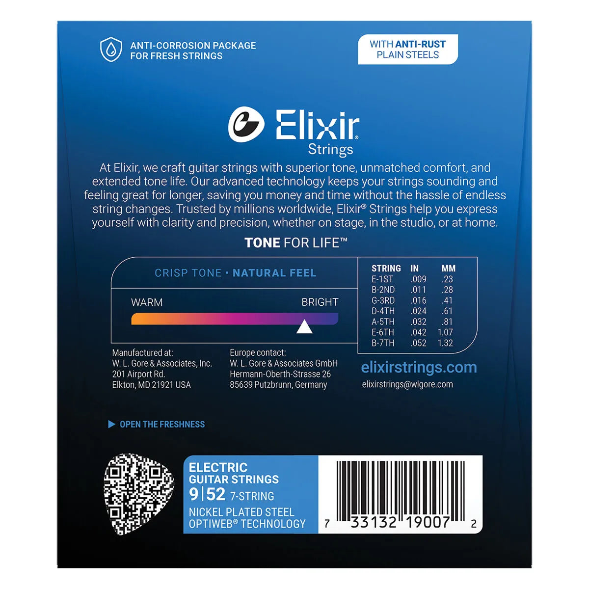 Elixir 19007 Optiweb 7-String Electric Guitar Strings Super Light 9-52 — view 3