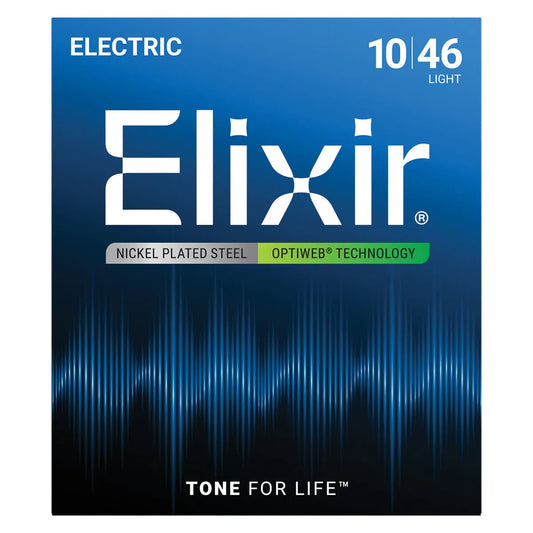 Elixir 19052 Optiweb Electric Guitar Strings Light 10-46 Nickel Plated Steel