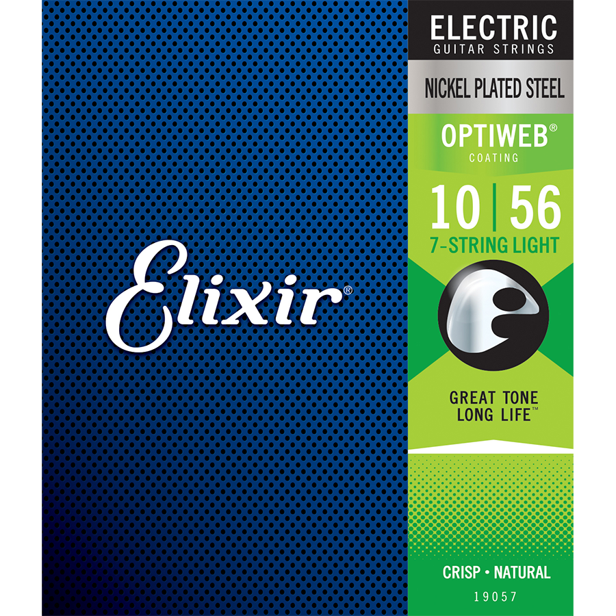 Elixir 19057 Optiweb 7-String Electric Guitar Strings Light 10-56