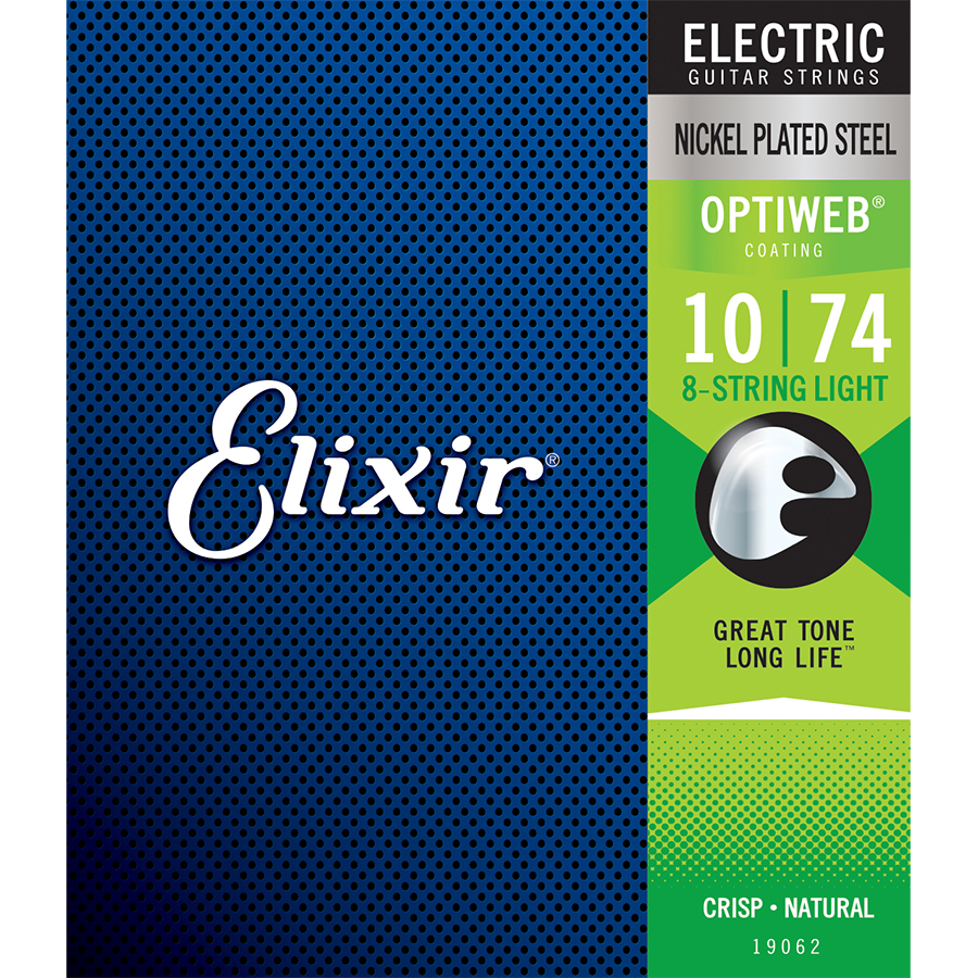 Elixir 19062 Optiweb 8-String Electric Guitar Strings Light 10-74