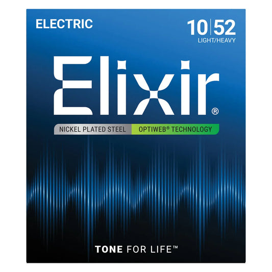 Elixir 19077 Optiweb Electric Guitar Strings Light-Heavy 10-52 Nickel Plated Steel