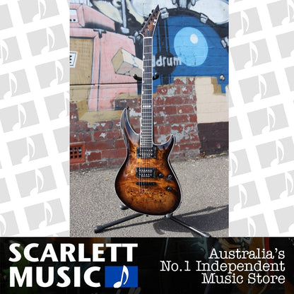 ESP E-II Horizon III NT Burl Top Australian Exclusive Dark Brown Sunburst Electric Guitar — view 5