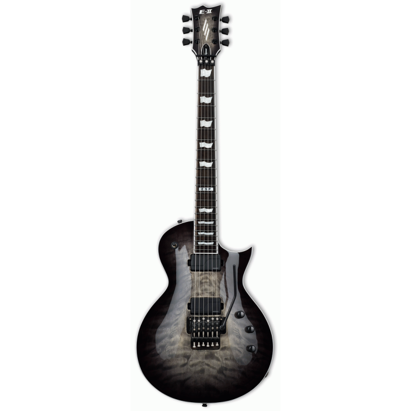 ESP E-II Eclipse FR QM Charcoal Burst Electric Guitar with Fishman Pickups and Floyd Rose Case Included