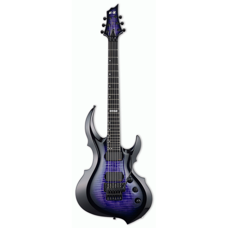 ESP E-II FRX Flame Top Electric Guitar Reindeer Blue with Hardshell Case
