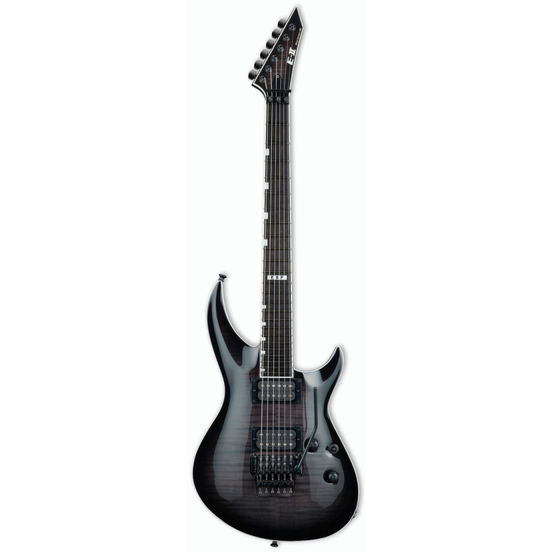 ESP E-II Horizon-III FM FR Guitar, See Thru Black, Mahogany Body, Flamed Maple Top, 25.5" Scale, Floyd Rose Bridge, Seymour Duncan Pickups