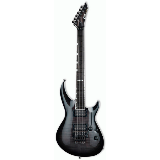 ESP E-II Horizon-III FM FR Guitar, See Thru Black, Mahogany Body, Flamed Maple Top, 25.5" Scale, Floyd Rose Bridge, Seymour Duncan Pickups