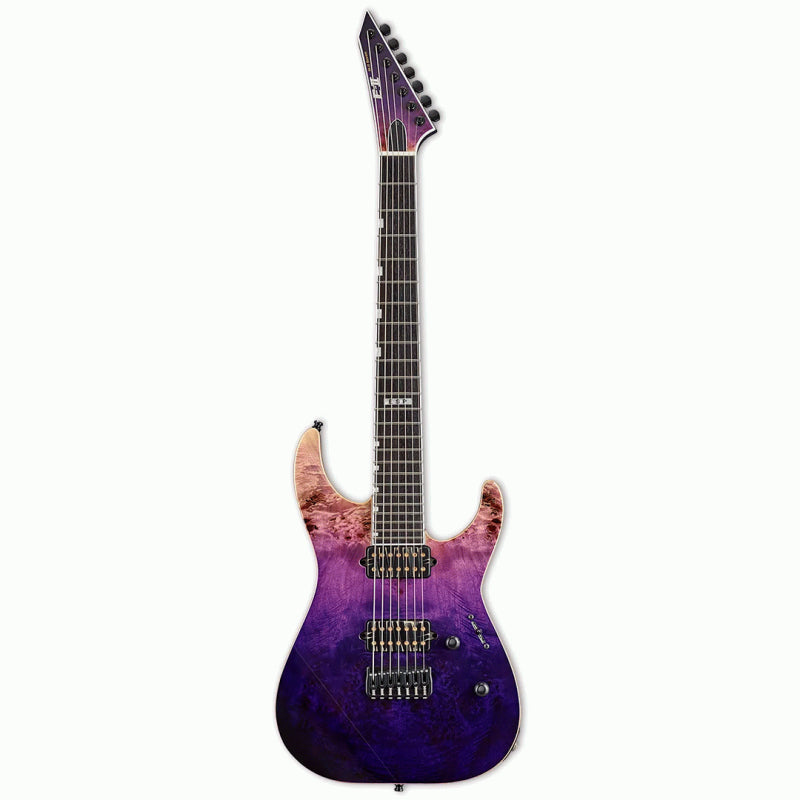ESP E-II M-II 7 String Guitar Purple Natural Fade Bare Knuckle Warpig 7st Tyger Pickups with Hardshell Case