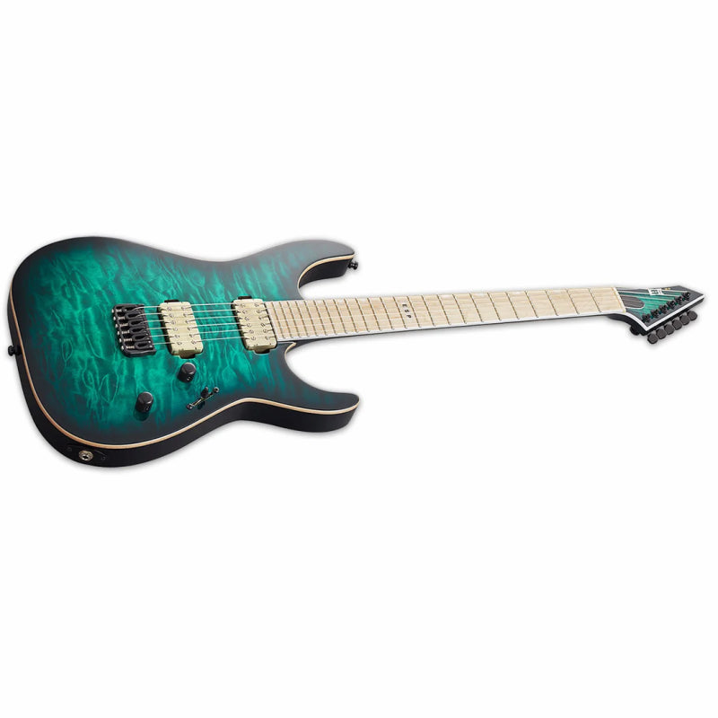 ESP E-II M-II NT Hipshot Quilt Maple Dark Turquoise Burst Electric Guitar — view 3