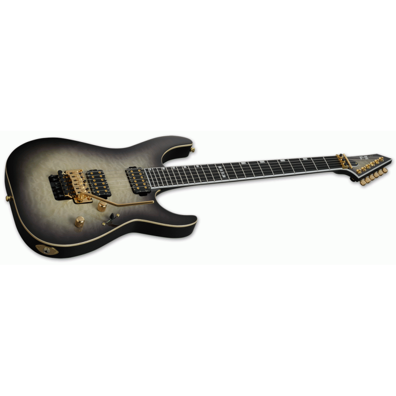 ESP E-II M-II Black Natural Burst Electric Guitar with Quilt Top and Gold Hardware — view 3
