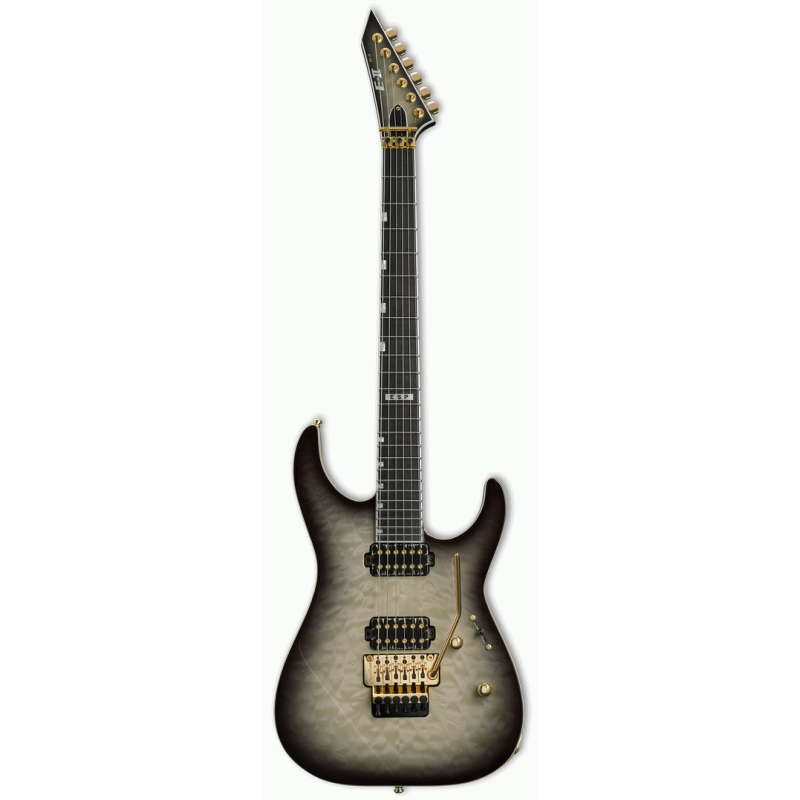 ESP E-II M-II Black Natural Burst Electric Guitar with Quilt Top and Gold Hardware