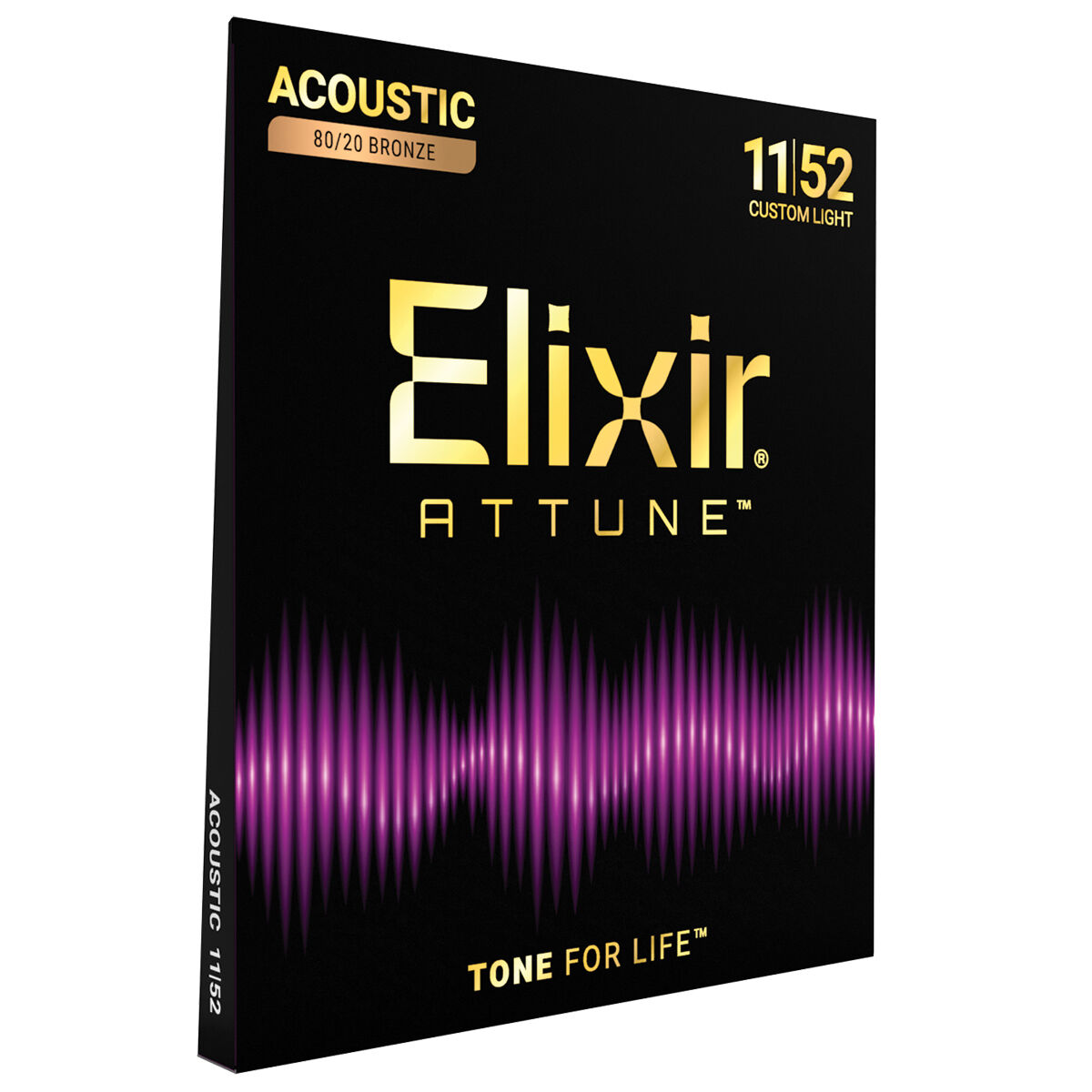 Elixir Attune 80/20 Bronze Custom Light Acoustic Guitar Strings 11-52 E23027 — view 2