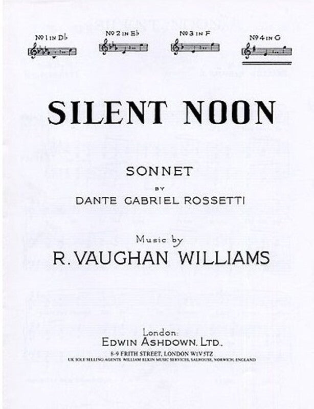Vaughan Williams Silent Noon G Vce/Piano Book