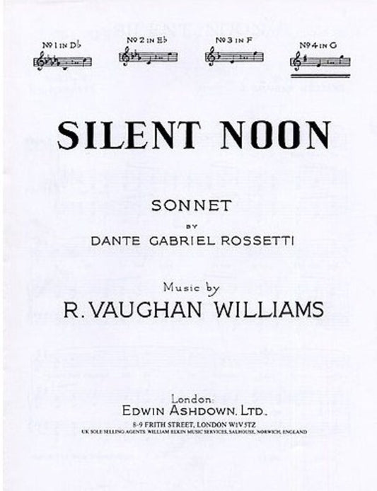 Vaughan Williams Silent Noon G Vce/Piano Book