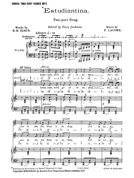 Estudiantina (Lacombe)2Pt/Piano(Archive Ed.) Book