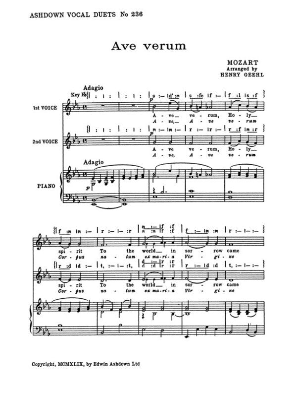 Mozart Ave Verum SA 2Pt(Arc)