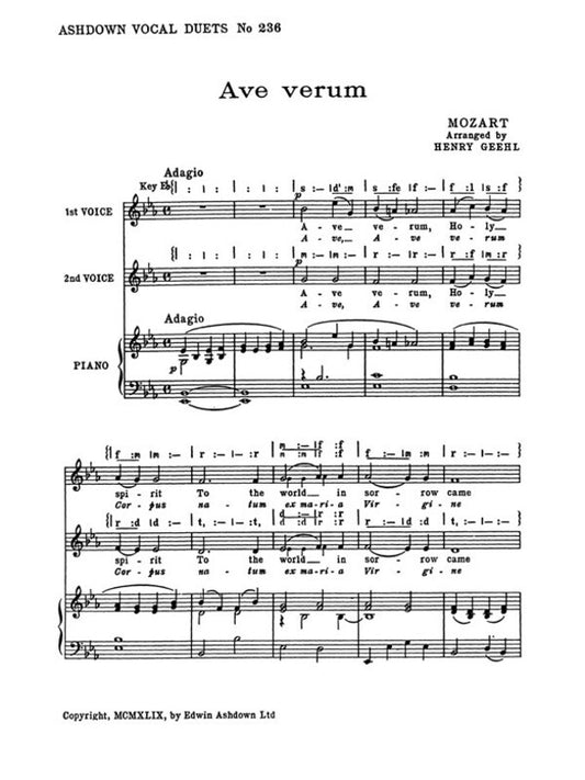 Mozart Ave Verum SA 2Pt(Arc)