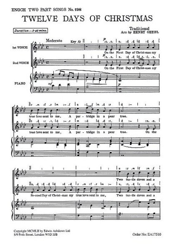 12 Days Of Christmas 2Pt/Piano Arr.GeeHL Book