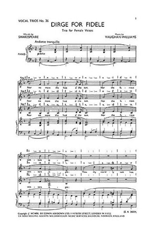 Vaughan Williams Dirge For Fidl SSA/Pn(A