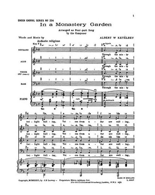 Ketelbey A In A Monastery Garden (SATB)