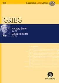 Holberg Suite / Sigurd Jorsalfar Study Score BK/CD by Edvard Grieg, Eulenburg, String Orchestra, 92 Pages