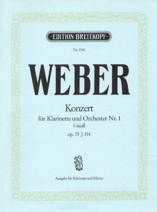 Weber Concerto No. 1 Op. 73 for Clarinet and Piano, F Minor, 32 Pages