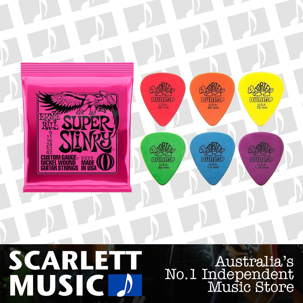 Ernie Ball Super Slinky + Dunlop Mixed Tortex Picks x6 — view 2