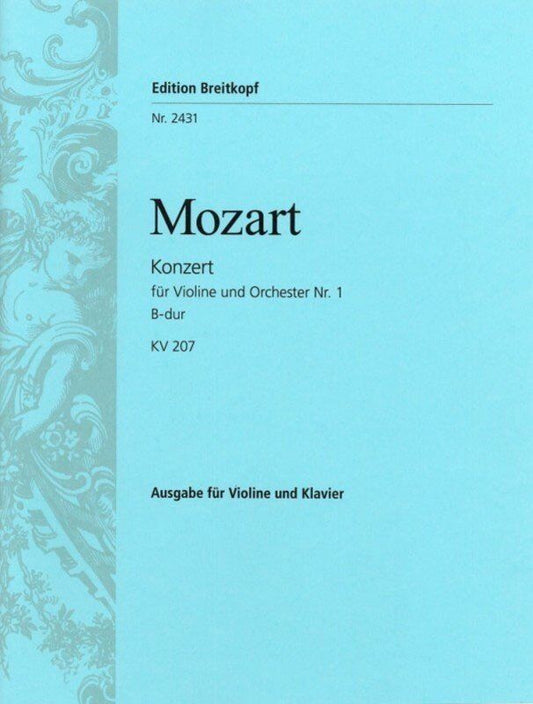 Mozart Concerto No 1 in B Flat K 207 for Violin and Piano, Advanced Level, 32 Pages, Breitkopf & Härtel