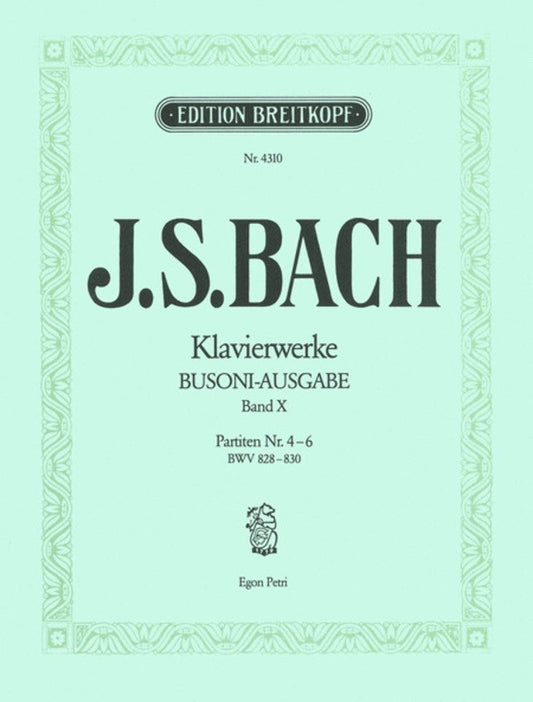 Piano Works Book 10 Bwv 828-830 Partitas 4-6 Book