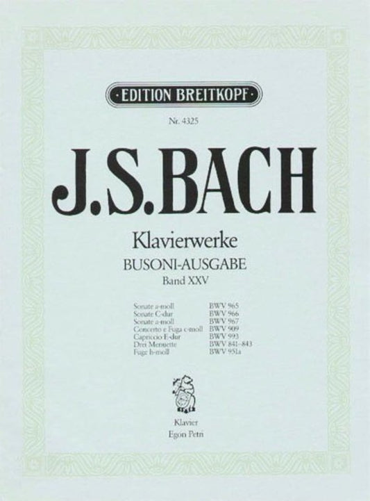 Piano Works Book 25 Bwv 965-967 909 993 841-843 95 Book