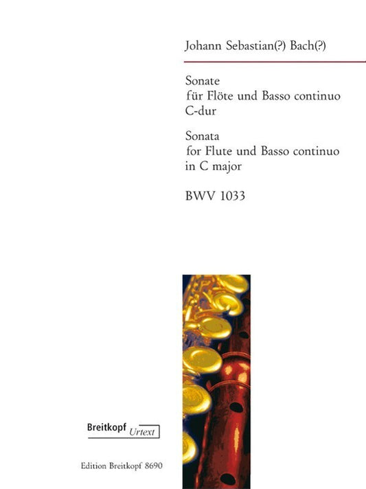 Bach - Sonata C Major Bwv 1033 Flute/Piano Urtext (Softcover Book)
