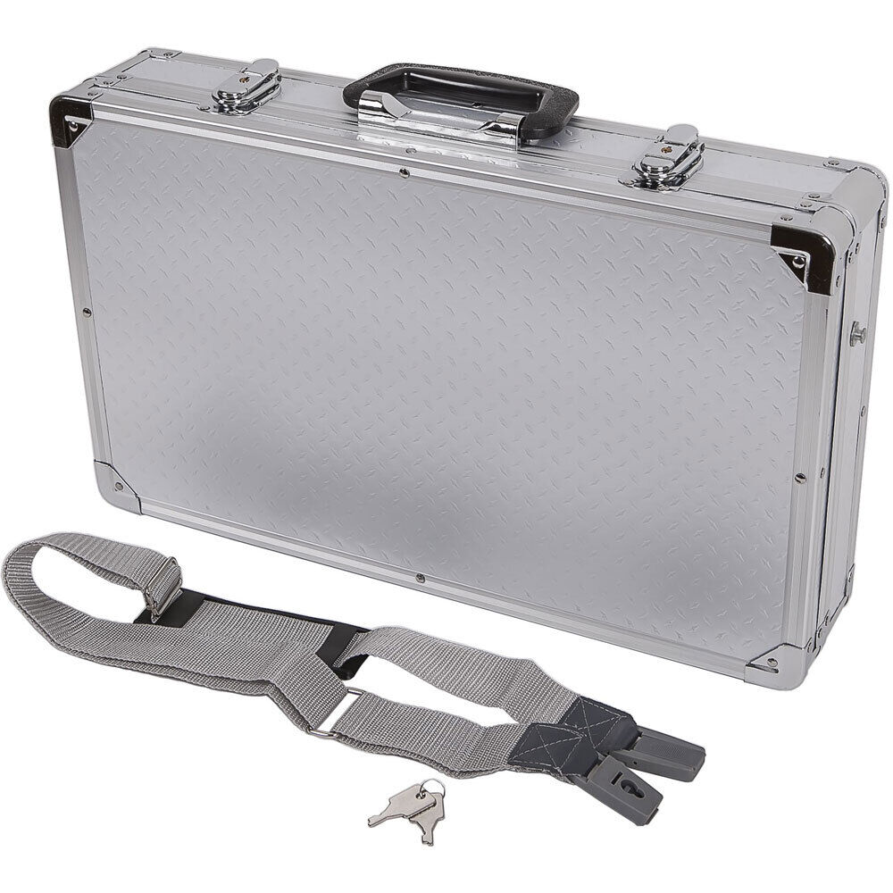 Aria Small Effects Pedal Case - Silver, PVC, Lockable, 475x270x80mm, 2kg, Includes Strap & Keys — view 2