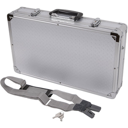 Aria Small Effects Pedal Case - Silver, PVC, Lockable, 475x270x80mm, 2kg, Includes Strap & Keys — view 2
