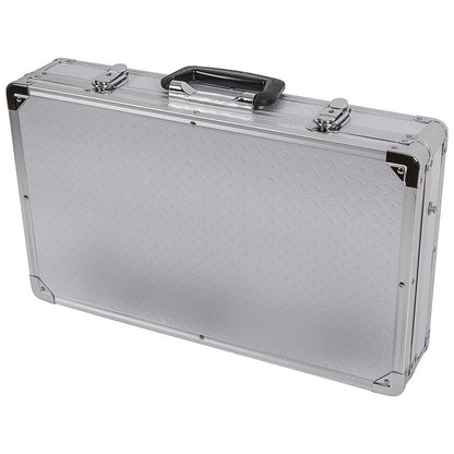 Aria Small Effects Pedal Case - Silver, PVC, Lockable, 475x270x80mm, 2kg, Includes Strap & Keys