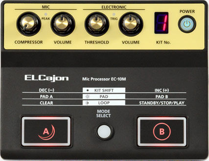 ROLAND EC-10M ELCajon Mic Processor with Clip-On Condenser Mic for Acoustic Cajon - Battery Powered, Compact Sound Enhancer