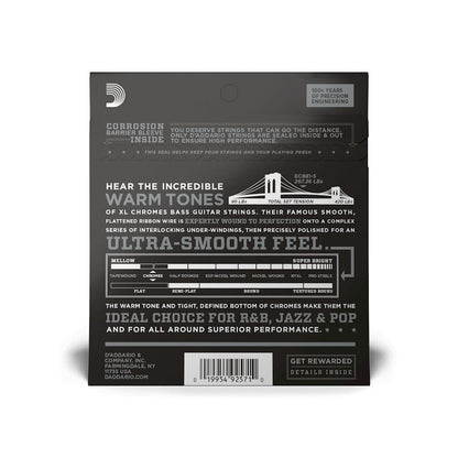 D'Addario ECB81-5 Chromes 5-String Bass Set 45/132 Flatwound Strings