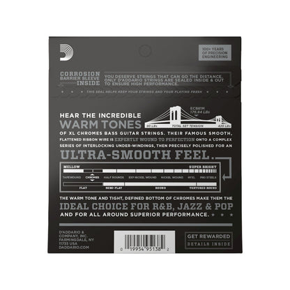 D'Addario XL Chromes 45-100 Regular Light Medium Scale Flat Wound Bass Guitar String Set — view 2