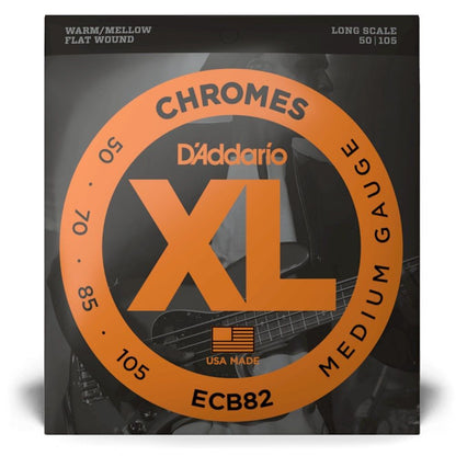 D'Addario XL Chromes Medium Long Scale Flatwound Bass Guitar String Set 50-105 — view 4