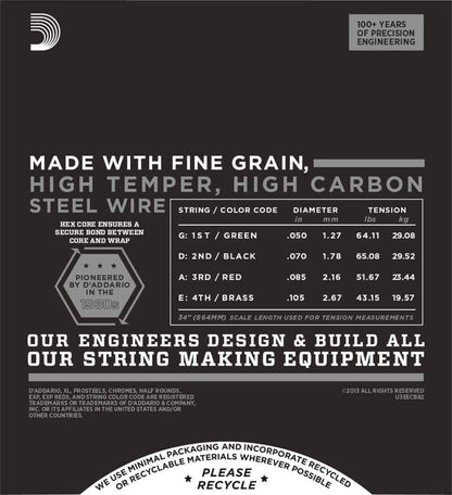 D'Addario XL Chromes Medium Long Scale Flatwound Bass Guitar String Set 50-105 — view 3